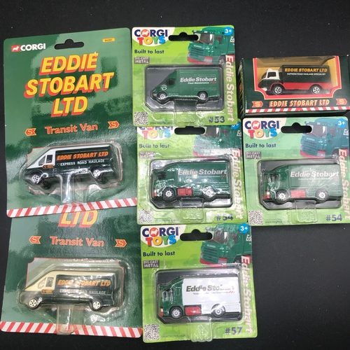 223 - 15 Mostly Corgi Eddie Stobart Die-cast Carded and Boxed Items, Undisturbed from Packaging, Boxes ove... 