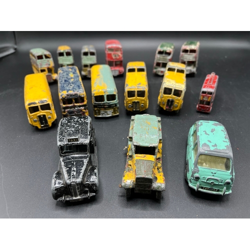 250 - 11 Dinky's, 2 Budgie AEC Routemasters, Spot-On Fiat Multipla and Lesney 6-wheel Trolley Bus, Dinky i... 