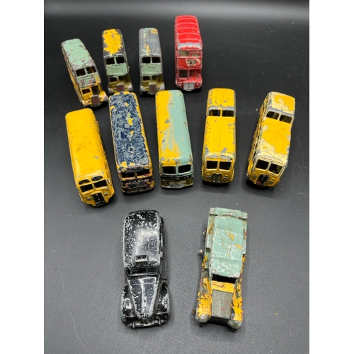 250 - 11 Dinky's, 2 Budgie AEC Routemasters, Spot-On Fiat Multipla and Lesney 6-wheel Trolley Bus, Dinky i... 