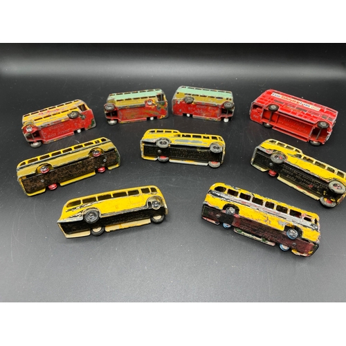 250 - 11 Dinky's, 2 Budgie AEC Routemasters, Spot-On Fiat Multipla and Lesney 6-wheel Trolley Bus, Dinky i... 