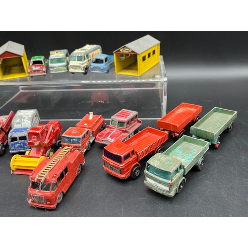 260 - 17 Lesney, 2 Huskey and 2 Matchbox Garage Accessory Pack No.3 by Lesney, Play-worn, few painted, few... 