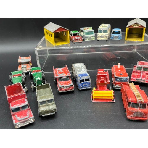 260 - 17 Lesney, 2 Huskey and 2 Matchbox Garage Accessory Pack No.3 by Lesney, Play-worn, few painted, few... 