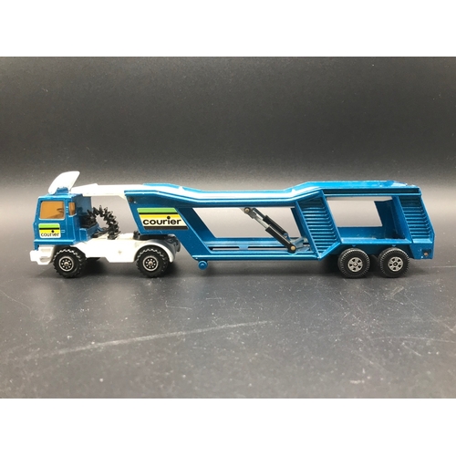 18 - Matchbox SuperKings K-10 Car Transporter, Bedford K3 Courier Cab, Blue/White in Box, Single Punch, R... 