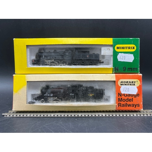 67 - Two 'N' gauge Steam Locomotives 2-6-0 with Tenders (300g)
Minitrix N202 Class 2MT 2-6-0 46400 in BR ... 