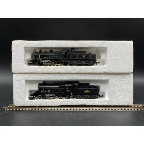 67 - Two 'N' gauge Steam Locomotives 2-6-0 with Tenders (300g)
Minitrix N202 Class 2MT 2-6-0 46400 in BR ... 