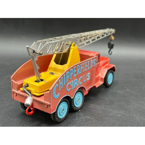 1 - Corgi Major Toys 1121 Chipperfield's Circus crane truck, red cab and body with raised 'CHIPPERFIELDS... 