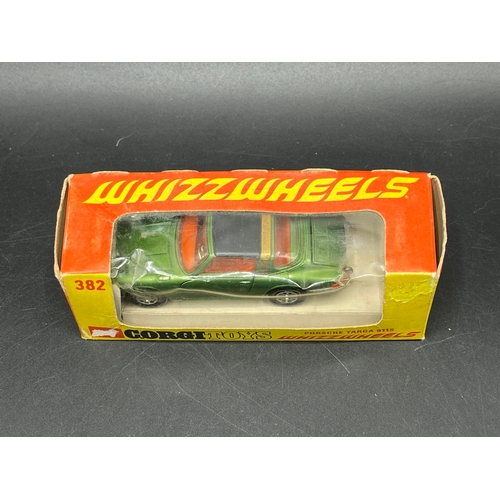 3 - Corgi Toys WhizzWheels 382 Porsche Targa 911S Green with Gold band over Black roof in Box, Gold Stee... 