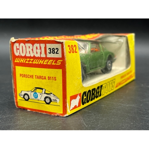 3 - Corgi Toys WhizzWheels 382 Porsche Targa 911S Green with Gold band over Black roof in Box, Gold Stee... 