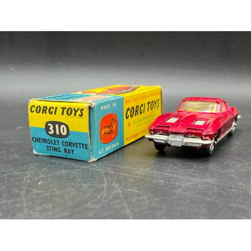 5 - Corgi Toys 310 Chevrolet Corvette Sting Ray in Box with Swivelling jewelled headlights as shown
(100... 