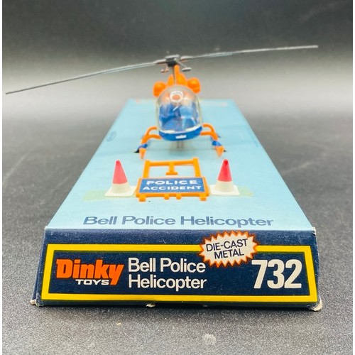 13 - Dinky Toys Bell Police Helicopter 732. Missing it's clear cover, otherwise in good condition (please... 