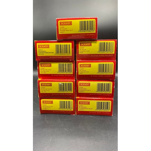 330 - A rake of nine OO gauge Hornby BR Southern Green Maunsell coaches, each boxed and appearing unopened... 