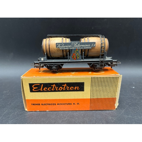 145 - 7 Electrotren Wagons, 5 boxed, plus Pocher flat bed wagon with barrel load and Rivarossi flat bed wi... 