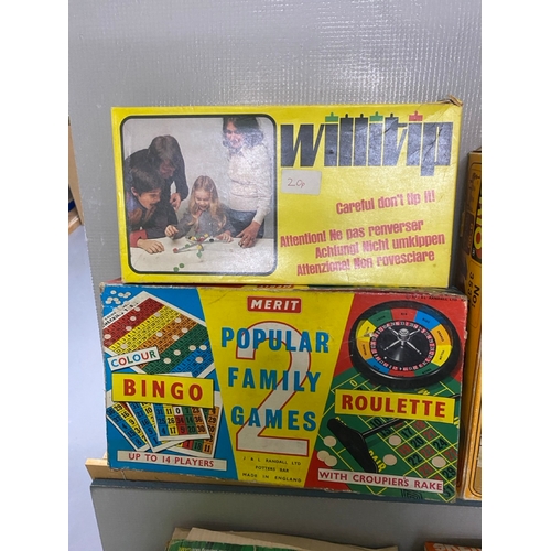 367 - 10 Vintage Board Games including. 
(8700g)
Labyrinth, WillItTip, Bingo Roulette, Rainbow Towers, Mak... 