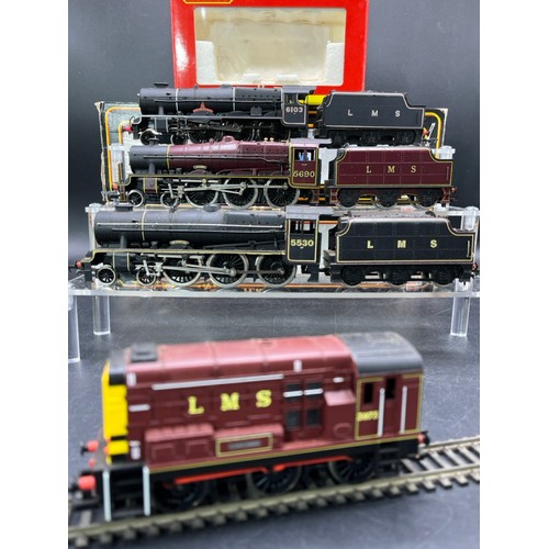 250 - Four OO LMS Locomotives, Tested Runners
(1400g)
Hornby R2334 Class 08 Shunter 3973 'Concorde' in LMS... 