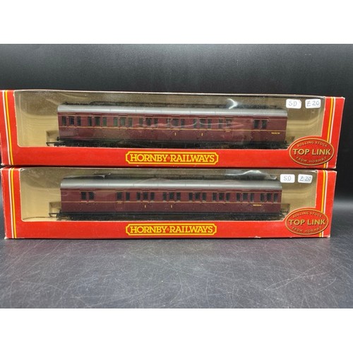 341 - 19 Hornby & Bachmann boxed Coaches in BR Green, BR Maroon, BR crimson and cream, Great Western choco... 