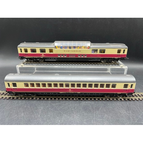 146 - 9 'HO' Maroon and Cream Continental Cars/Coaches from Märklin, Fleischmann, Liliput and Lima 'Ready-... 