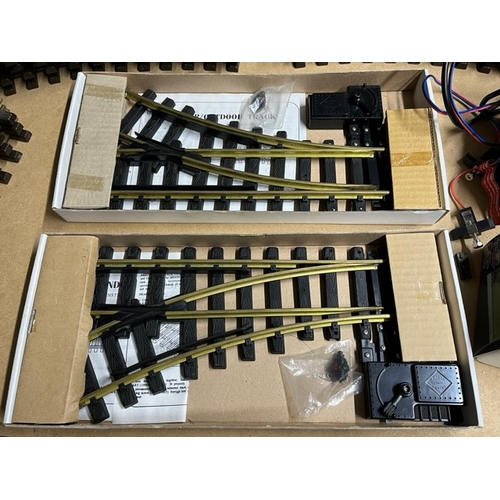 89 - A quantity of LGB G scale track, turnouts (2), Gaugemaster Series 100 controller (tested) and Gaugem... 