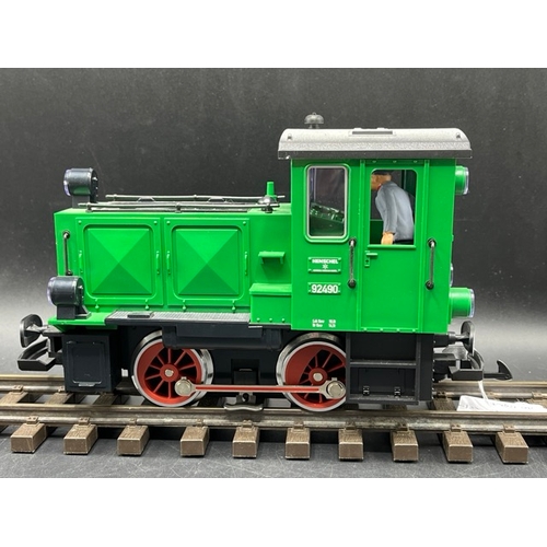 91 - G-Scale LGB 92490 Henschel 0-4-0 Diesel Loco in Green #92490 electric with original box, Tested Runn... 