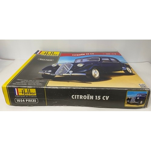 7 - Heller Citroen 15CV - 80799 - 1/8 Scale. (3400g). 

Unbuilt, box is squashed, but inside the kit app... 