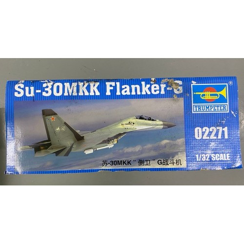 13 - 3 Model Kits 
Trumpeter - Su-30MKK Flanker 02271 1/32 Scale. (Box Poor/Kit as new).
Tamiya Grumman F... 