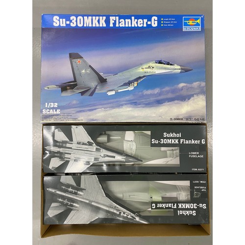 13 - 3 Model Kits 
Trumpeter - Su-30MKK Flanker 02271 1/32 Scale. (Box Poor/Kit as new).
Tamiya Grumman F... 