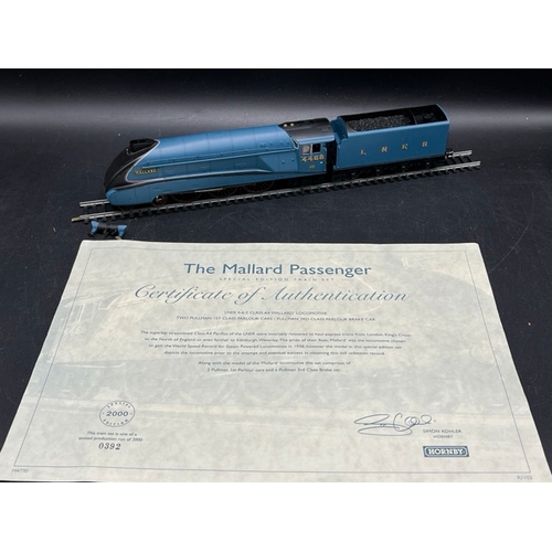 220 - Hornby R1103 The Mallard Passenger OO gauge Train Set, with a quantity of track and Trackside buildi... 