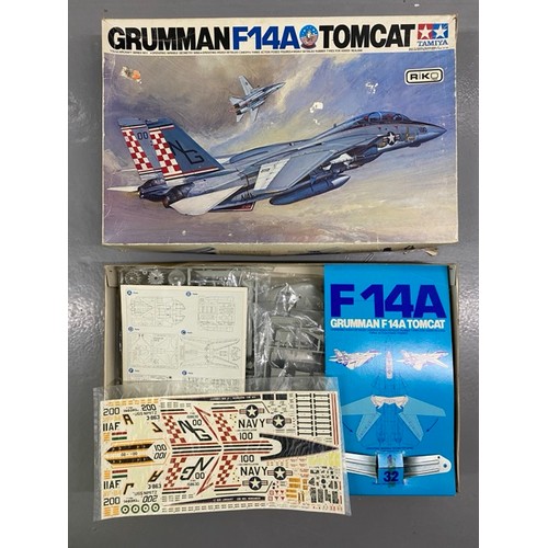 14 - 4 Model Kits - Trumpeter F-100c, Grumman F14A Tomcat, Tamiya P-15D Mustang & Techmod Friedrichshafen... 