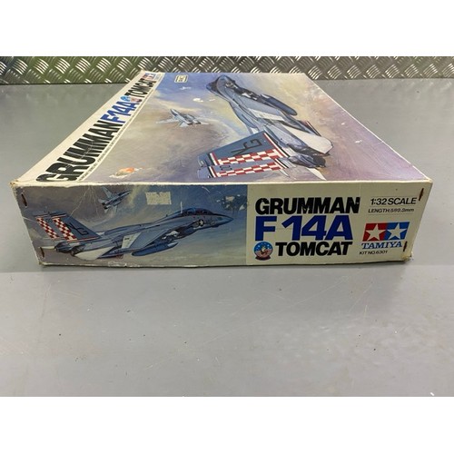 14 - 4 Model Kits - Trumpeter F-100c, Grumman F14A Tomcat, Tamiya P-15D Mustang & Techmod Friedrichshafen... 