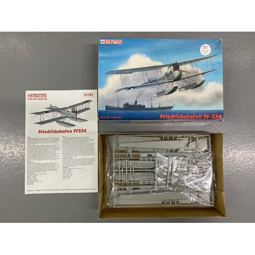 14 - 4 Model Kits - Trumpeter F-100c, Grumman F14A Tomcat, Tamiya P-15D Mustang & Techmod Friedrichshafen... 