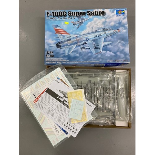 14 - 4 Model Kits - Trumpeter F-100c, Grumman F14A Tomcat, Tamiya P-15D Mustang & Techmod Friedrichshafen... 