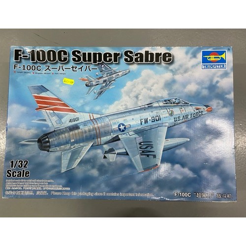 14 - 4 Model Kits - Trumpeter F-100c, Grumman F14A Tomcat, Tamiya P-15D Mustang & Techmod Friedrichshafen... 