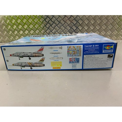 14 - 4 Model Kits - Trumpeter F-100c, Grumman F14A Tomcat, Tamiya P-15D Mustang & Techmod Friedrichshafen... 