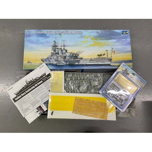 15 - 2 Model Kits - Trumpeter Italian Navy Battleship RN Roma & Italeri Vosper 72'6