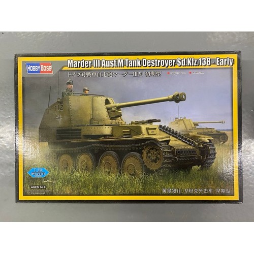 21 - 5 Model Kits - Hobby Boss Marder III Ausf.M Tank, Hobby Boss Morser Karl-Gerat, Meng German Flakpanz... 