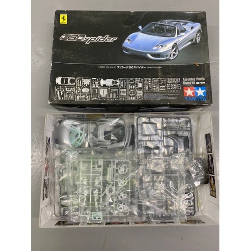 23 - 6 Model Kits - Revell Mercedes 300 SLR, Tamiya Tyrell P34, Tamiya Porsche Carrera GT, Tamiya 360 Spi... 