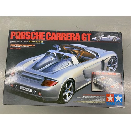 23 - 6 Model Kits - Revell Mercedes 300 SLR, Tamiya Tyrell P34, Tamiya Porsche Carrera GT, Tamiya 360 Spi... 