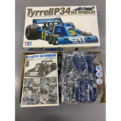 23 - 6 Model Kits - Revell Mercedes 300 SLR, Tamiya Tyrell P34, Tamiya Porsche Carrera GT, Tamiya 360 Spi... 