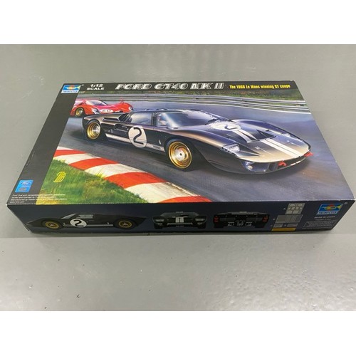 24 - 6 Model Kits - Tamiya Porsche 934 Vailant, Trumpeter Ford GT40 MK II 1966 Le Mans, Italeri Alfa Rome... 