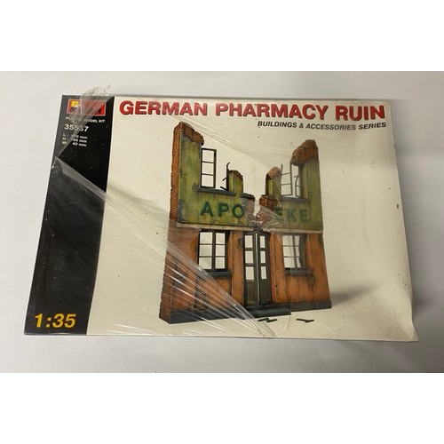 25 - 4 Sealed MiniArt Building/Diorama Kits - Germany Pharmacy Ruin, Ruined Church, Ruined German House w... 