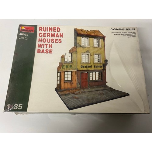 25 - 4 Sealed MiniArt Building/Diorama Kits - Germany Pharmacy Ruin, Ruined Church, Ruined German House w... 