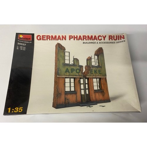 25 - 4 Sealed MiniArt Building/Diorama Kits - Germany Pharmacy Ruin, Ruined Church, Ruined German House w... 