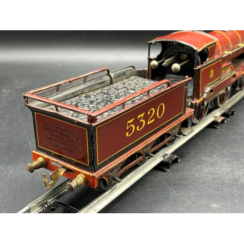 114 - Bing for Bassett-Lowke red LMS 'George V' 4-4-0 loco and tender No. 5320 Clockwork with three Basset... 