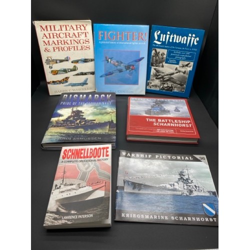 65 - 7 Military Aircraft/Battleship Books. (8000g)
Military Aircraft Markings & Profiles - Hardback Book ... 