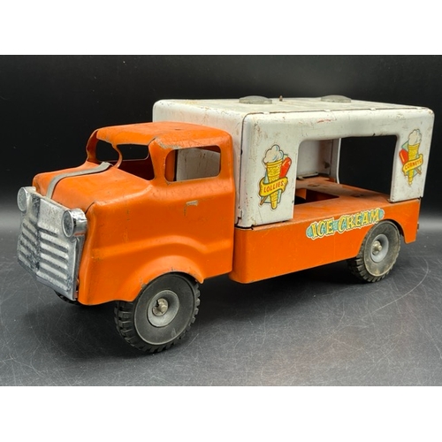 361 - Tri-ang Pressed Steel musical Ice Cream van c1958
(1600g)
No key for chimes although the music box i... 