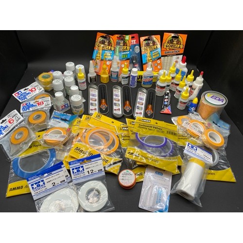 62 - Modelling/Hobby Masking tapes, Glues including New Bosch Cordless Glue Gun & 3 Bondic KED UV Liquid ... 