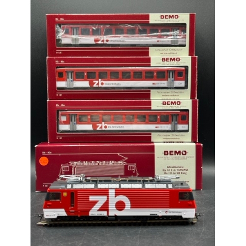 118 - Bemo HOm 1:87 scale Zentralbahn electric loco DCC with three corresponding, each boxed and Tested Ru... 