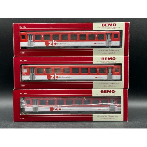 118 - Bemo HOm 1:87 scale Zentralbahn electric loco DCC with three corresponding, each boxed and Tested Ru... 