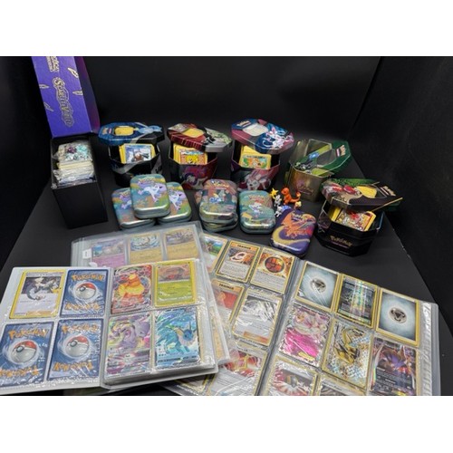 369 - Large qty Pokemon Trading Cards, Albums & Tins incl. Mewtwo, Vaporeon V, MalamarEx & Lugia Break Hol... 