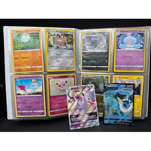 369 - Large qty Pokemon Trading Cards, Albums & Tins incl. Mewtwo, Vaporeon V, MalamarEx & Lugia Break Hol... 