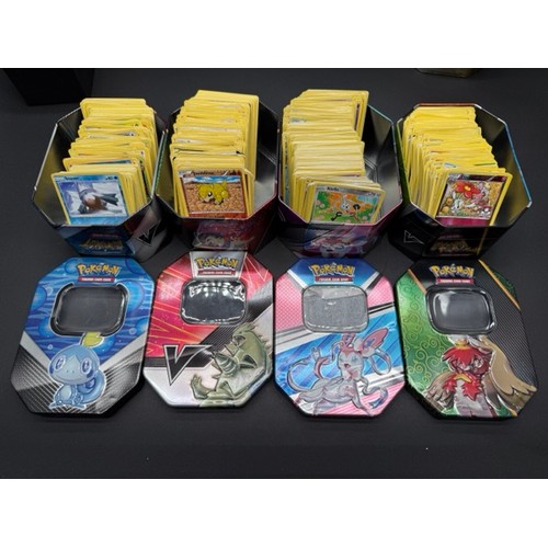 369 - Large qty Pokemon Trading Cards, Albums & Tins incl. Mewtwo, Vaporeon V, MalamarEx & Lugia Break Hol... 